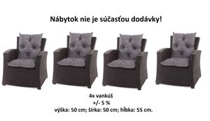 Sada 4 Sedáky a podsedáky na stolièky | Podsedák 50x55x50 antracit | podsedák záhradný nábytok podsedák stolièka | vonkajší vankúš na stolièku