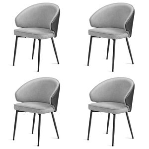 VASAGLE 4 Set Küchenstuhl Polsterstuhl Wohnzimmerstuhl Sessel mit Rückenlehne, Metallbeine,Loungesessel hellgrau CDL104G02