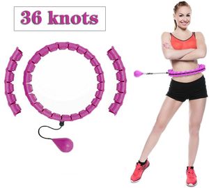 36 Knoten Hula Fitness Hoop, intelligenter massagewichteter Hula-Hoop-Reifen, niemals fallend Einstellbare Größe Geeignet für erwachsene Jugendliche Kinder Anfänger(Lila)