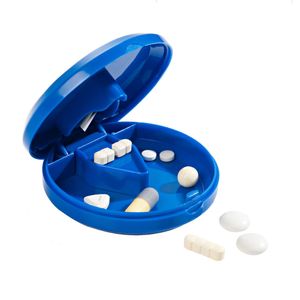 Tablettenteiler Pillenteiler 2in1 Medikamentenbox Pillendose rund Tablettenbox