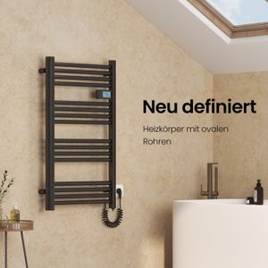EMKE Elektrischer Handtuchtrockner Schwarz Heizkörper 960x540mm Elektrisch Handtuchwärmer mit 500W Trockener Heizdraht und timing EMKE Elektrischer Handtuchtrockner Schwarz Heizkörper 960x540mm Elektrisch Handtuchwärmer mit 500W Trockener Heizdraht und timing