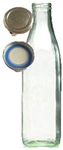 12 x Weithals-Glasflasche 1000 ml mit silberfarbenem Schraubverschluss, als Milchflasche, Saftflasche & Smoothieflasche verwendbar