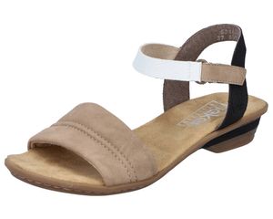 Rieker Damen Sandale Blockabsatz Sandalette Klettverschluss 63463, Größe:38 EU, Farbe:Beige