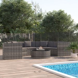 Balkonmöbel Set für 6 Personen, 6-TLG. Garten-Lounge-Set/Sitzgruppe/Gartengarnitur mit Auflagen Poly Rattan Grau9918