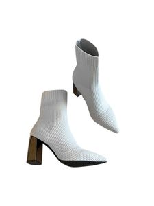 Damen Stiefel Pumps Spitze Toe Sockenstiefel Anti Slip Mittlere Kalb Elastischer Schuhe Graue Dicke Ferse,Größe:EU 39