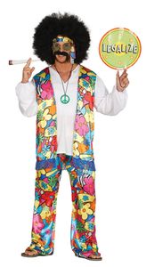 buntes Regenbogen Hippe Kostüm für Herren Gr. M - L, Größe:L