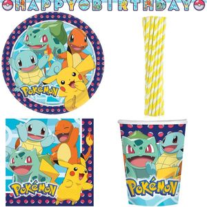 Partyset Pokemon Party Deko Kindergeburtstag Pikachu für 8 Kinder zum Geburtstag