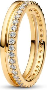 Pandora Ring Ladies Double Band Zirconia Pavé Gold-plated 163799C01 Velikost 52