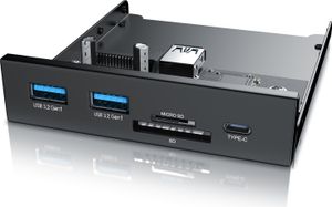 CSL USB 3.2 Gen.1 kovový predný panel, interná čítačka kariet, čítačka pamäťových kariet, až 5 Gbit/s, 5 rozhraní, čierna