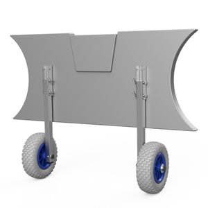 Heckräder, Slipräder, Schlauchbooträder, Transporträder, klappbar, SUPROD ET200, Edelstahl, grau/blau