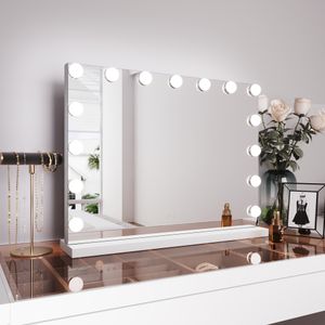 Zrkadlo na líčenie SONNI 58x45,5cm s led osvetlením, 3 farby svetla, nastaviteľný jas, zrkadlo na líčenie s dotykovou a pamäťovou funkciou