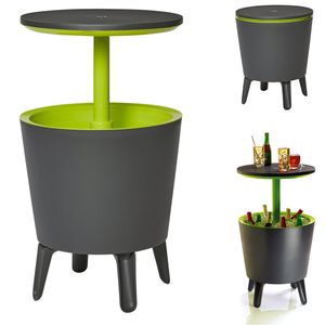 Keter Beistelltisch Getränkekühler Cool Bar Cocktailtisch Partytisch Stehtisch Garten 50x57-85 cm 30L grau - grün Keter Beistelltisch Getränkekühler Cool Bar Cocktailtisch Partytisch Stehtisch Garten 50x57-85 cm 30L grau - grün