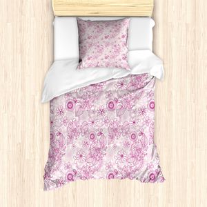 ABAKUHAUS Blumen Mantele, Retro Blumen Weiche Töne, Milbensicher Allergiker geeignet mit Kissenbezügen, 135 cm x 200 cm - 80 x 80 cm, Fuchsia Pale Pink
