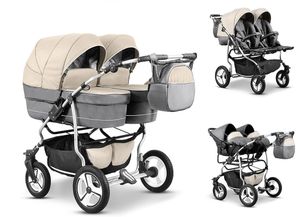 Zwillingskinderwagen 4 in 1 Twin Star inkl. Autositze - 13 Teile -  in 16 Farben