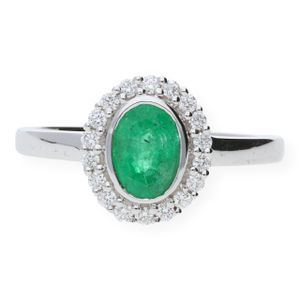 JuwelmaLux Weißgold 585 Ring mit Smaragd und Brillanten JL10-07-0102 54
