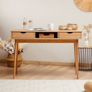 Schreibtisch STEFANO braun - Bürotisch mit 2 Schubladen und Fach aus Massivholz, Home Office Tisch, moderner Arbeitstisch Schreibtisch STEFANO braun - Bürotisch mit 2 Schubladen und Fach aus Massivholz, Home Office Tisch, moderner Arbeitstisch
