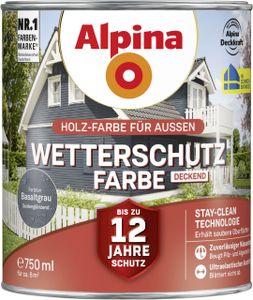 Alpina Wetterschutzfarbe deckend 0,75 L basaltgrau