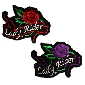 Lady Rider Biker - Aufnäher, Bügelbild, Aufbügler, Applikationen, Patches, Flicken, Zum Aufbügeln, Größe: 9 x 7 cm, Farbe:rot