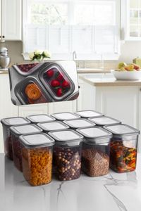 Hermia Concept, Erika,(12 Stücke), Aufbewahrungsbox -Set, AnthrazitTransparent, 100% Polyproplen