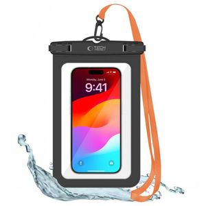 Wasserdichte Schutzhülle für Smartphone max. 8.9", Tech-Protect UWC9 Universal Waterproof Case, Schwarz und Orange