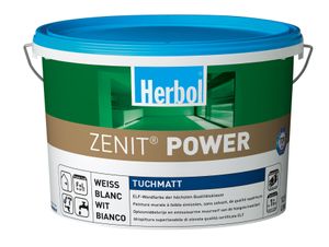 Herbol Zenit Power, Farbe, Fertig gemischt, Zimmerdecke, Beton, Gipskarton, Wand, Weiß, Extra matte Oberflächenbehandlung, 2,5 l