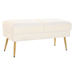 Hocker DKD Home Decor 106 x 45 x 50 cm Gold Metall Weiß