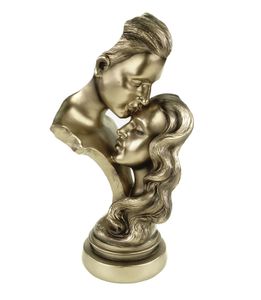 Formano Moderne Büste Paar auf Sockel Liebespaar Figur Poly 30 cm goldfarben