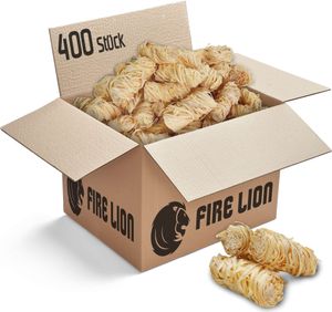FIRE LION - ca. 400 Stück - Anzündwolle für Kamin, Ofen und Grill – Ökologischer Holzanzünder, Kaminanzünder, Grillanzünder, Anzünder Holzwolle