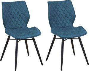 BELIANI Esszimmerstuhl 2er Set Seeblau Polsterbezug Metallbeine Retro-Stil