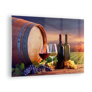 Bilder auf glas - Wein Weinberg Sommer - 70x50cm - Glasbilder - Wandbilder - Kunstdruck - zum Aufhängen bereit - Wanddekoration aus Glas - Glas Bilder - Wandbild auf Glas - Einteilig - GAA70x50-4125