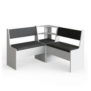 Livinity® Rímska rohová lavica, 120 x 120 cm bez stola, biela/antracitová