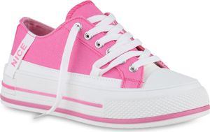 VAN HILL Damen Sneaker Low Schnürer Prints Stoff Schuhe 840989, Farbe: Fuchsia, Größe: 38 VAN HILL Damen Sneaker Low Schnürer Prints Stoff Schuhe 840989, Farbe: Fuchsia, Größe: 38
