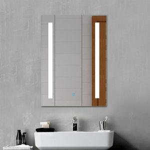LED Badspiegel Badezimmerspiegel 45x60 mit Beleuchtung Lichtspiegel Wandspiegel mit Touch-schalter IP44 energiesparend Kaltweiß
