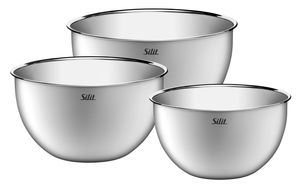 Silit Küchenschüssel-Set 3-teilig, Edelstahl, multifunktional als Rührschüssel, Salatschüssel, Servierschüssel, stapelbar