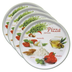 4er Set Pizzateller Napoli Green Ø 32 cm Servier-Platte XL-Teller Porzellan