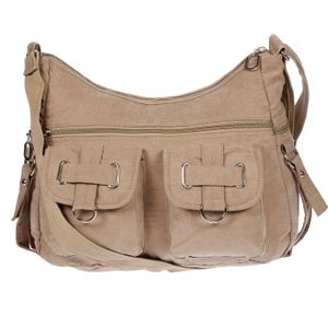 Damenhandtasche Schultertasche Tasche Umhängetasche Canvas Shopper Crossover Bag Beige Dunkel