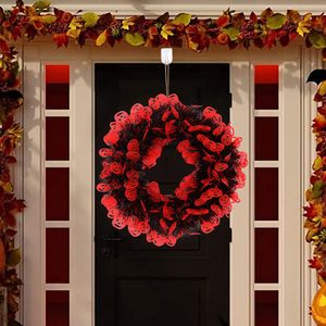 Halloween Kränze, Rot Kürbis Türschmuck Girlande, Kranz, Für Haustür Dekoration Türkränze, 26*26cm