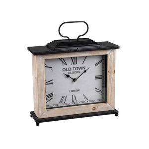 Dekorative Uhr Wand Uhr Standuhr 32cm  mit Metall und Holz