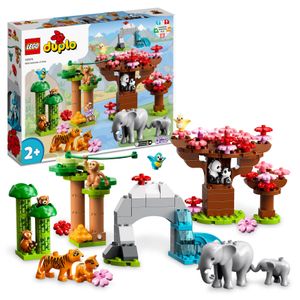 LEGO 10974 DUPLO Wilde Tiere Asiens Spielzeug-Set mit Sound, mit Tierfiguren und Steine für Kleinkinder von 2-5 Jahren mit Spielmatte