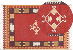 BELIANI Kelim-Teppich Mehrfarbig Baumwolle 160 x 230 cm mit Fransen Geometrischem Muster Handgewebt Zweiseitig Läufer Modern Wohnzimmer Schlafzimmer