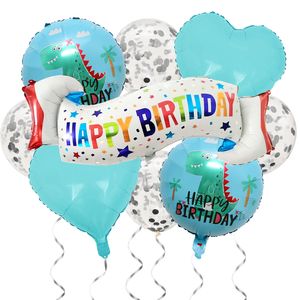 Oblique Unique Happy Birthday Geburtstag Dino Party Deko Set - Folien Ballons + Konfetti Luftballons für Kinder Geburtstag