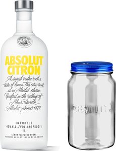 Absolut Vodka Citron Set mit Absolut Jar, Wodka, Schnaps, Spirituose, Alkohol, Alkoholgetränk, Flasche, 40 %, 1 L