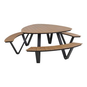 Picknick-Set Bank mit Tisch dreieckig Aluminium Polywood AREZZO Sitzgruppe Bierzeltgarnitur