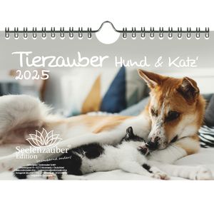 Tierzauber Hund und Katz' DIN A5 Wandkalender für 2025 verschiedene Tiere und ihre Freundschaften - Seelenzauber