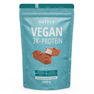 Protein Vegan 1kg - über 80 % pflanzliches Eiweiß - Nutri-Plus 3k-Proteinpulver - Veganes Eiweißpulver ohne Laktose & Milcheiweiß - Chocolate-Coconut