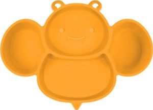 Baby Teller, Baby Tischset, Silikon Babygeschirr Rutschfest mit Saugnäpfen, BPA-Freie, Kann in der Spülmaschine und Mikrowellem, Kinderteller für Kleinkinder und Kinder -Gelb