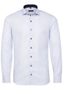 Eterna - Slim Fit - Bügelfreies Herren Langarm Hemd mit Haifisch-Kragen, Struktur (4671 F142), Größe:42, Farbe:Hellblau (11)