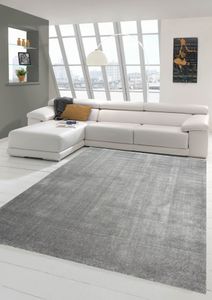 Wohnzimmer Teppich modern Kurzflor mit Uni Design in Anthrazit Größe - 160x230 cm