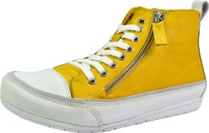 Andrea Conti Damen High Top Stiefelette Sneaker Leder trendy Design neu 0345910, Größe:42 EU, Farbe:Gelb Andrea Conti Damen High Top Stiefelette Sneaker Leder trendy Design neu 0345910, Größe:42 EU, Farbe:Gelb