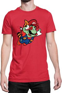 Mario Zombie Fly Herren T-shirt Super Mario Bros Luigi Bowser, XL / Rot